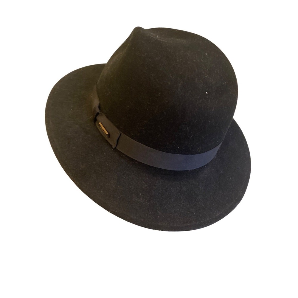 Bailey Fedora Hat Black Wool Felt Wide Brim Grosgrain Band XL Made in USA